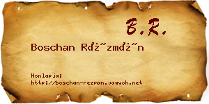 Boschan Rézmán névjegykártya